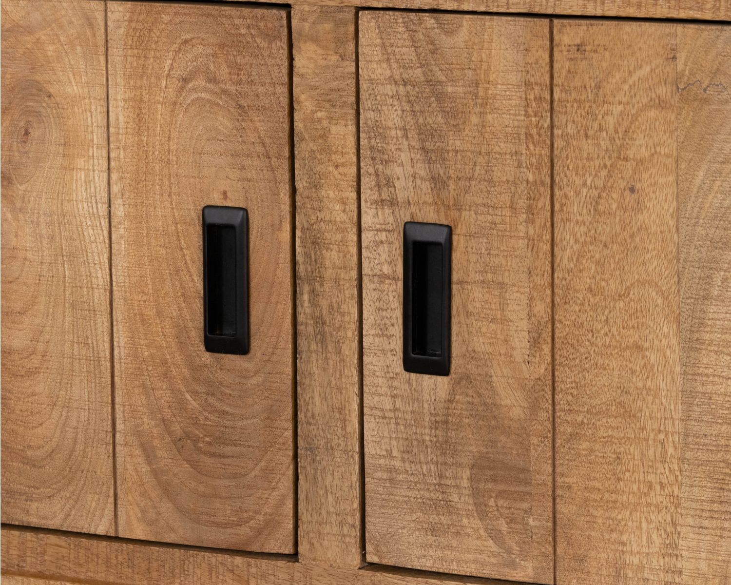 Meuble télé contemporain en manguier massif avec porte vitrée "Manelo" 175 cm