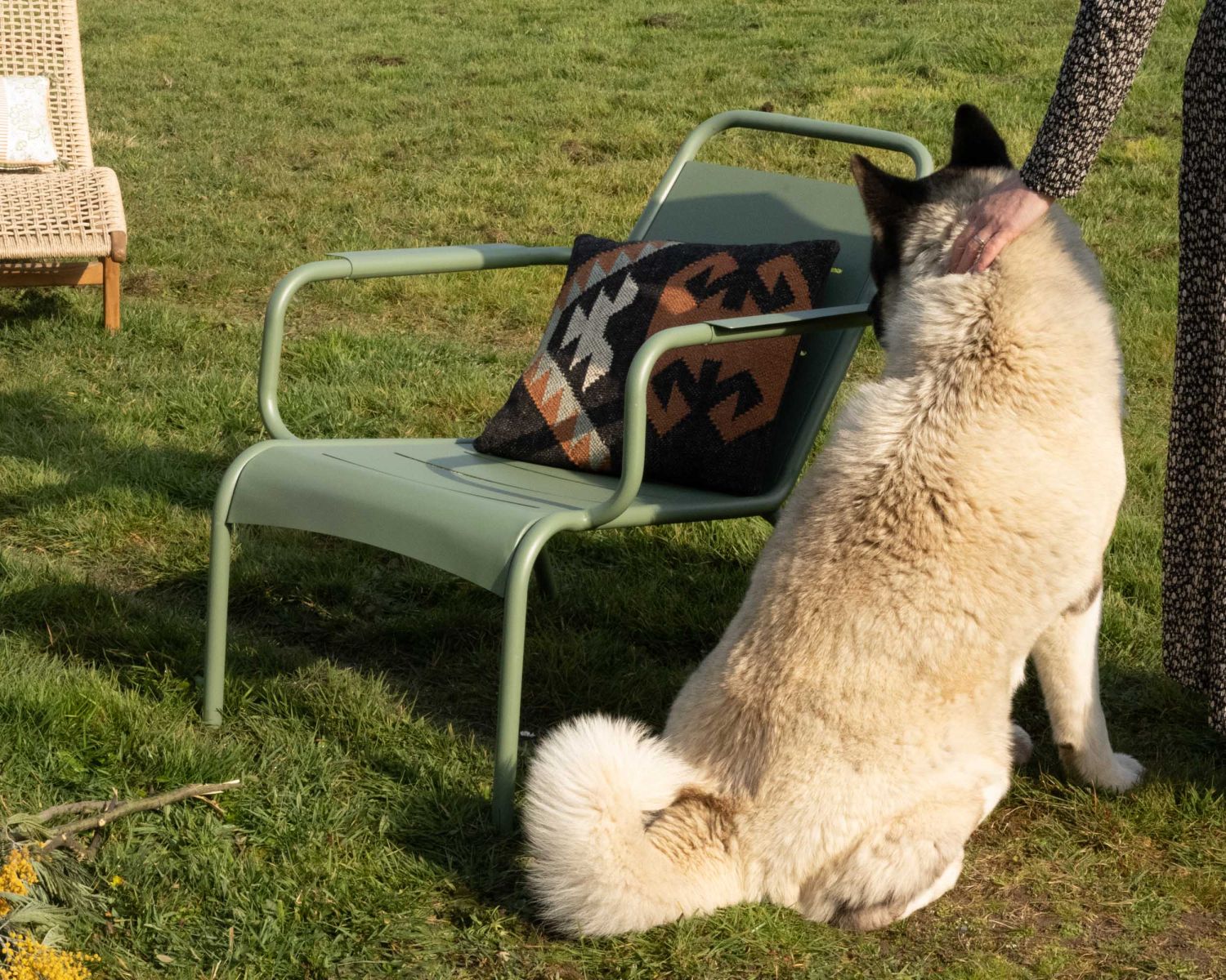 Fauteuil de jardin esprit rétro en métal vert "Horizon"