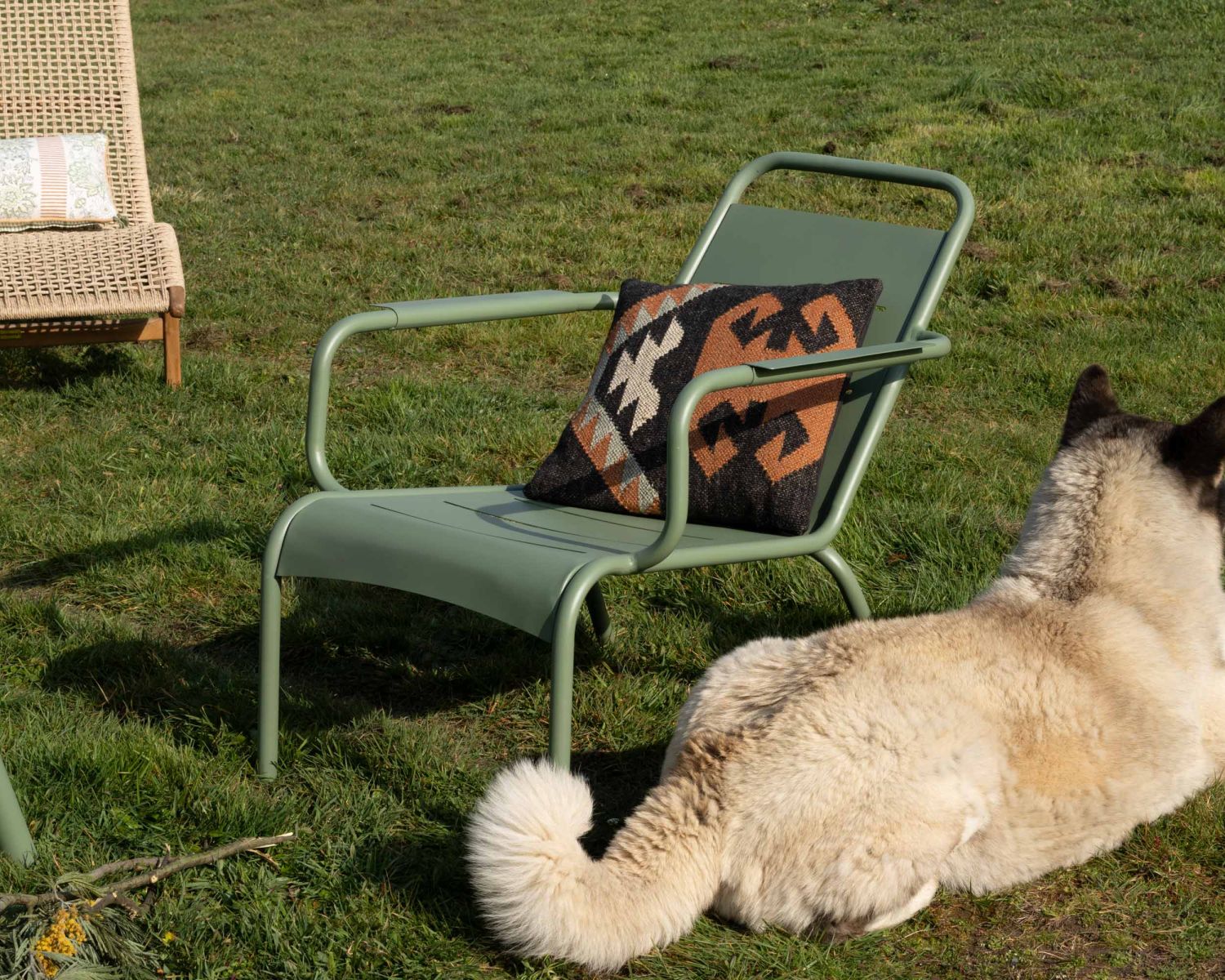 Fauteuil de jardin esprit rétro en métal vert "Horizon"