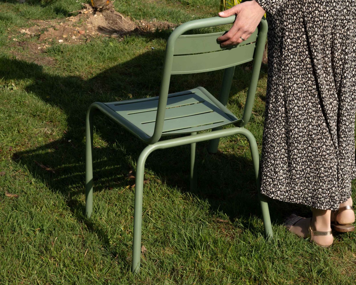 Chaise de jardin esprit vintage en métal vert "Horizon"