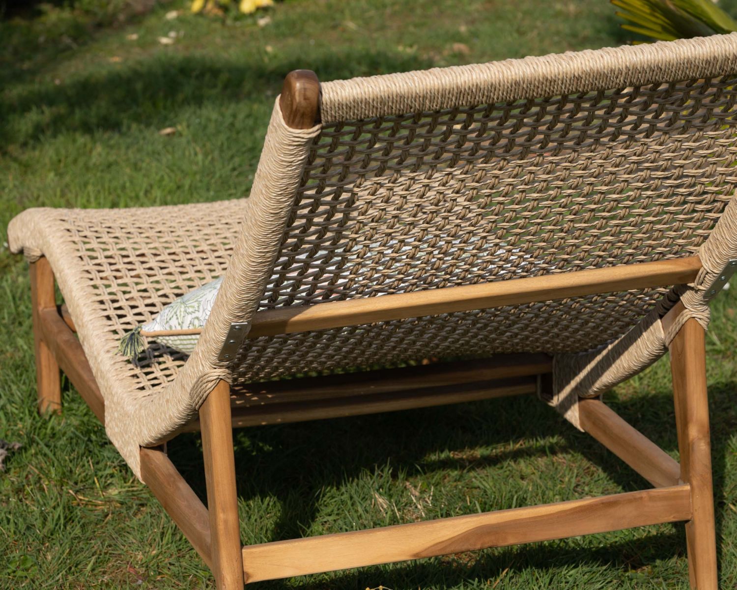 Bain de soleil 1 place en teck "Alizé" avec assise tressée