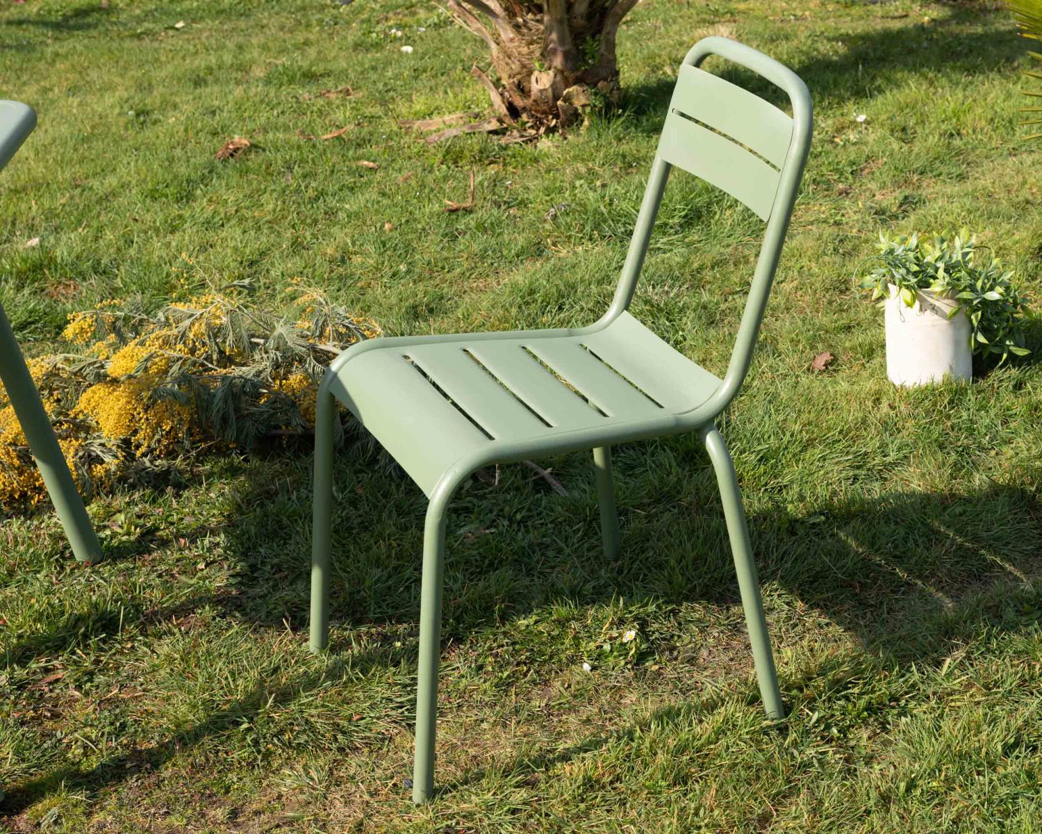 Chaise de jardin esprit vintage en métal vert "Horizon"