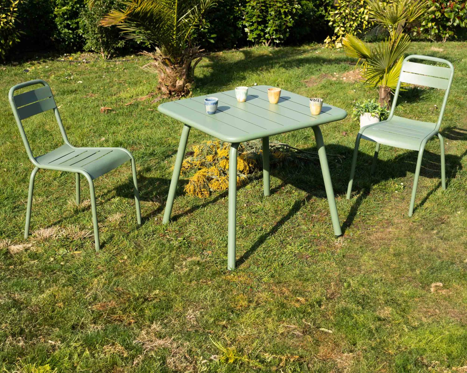 Chaise de jardin esprit vintage en métal vert "Horizon"