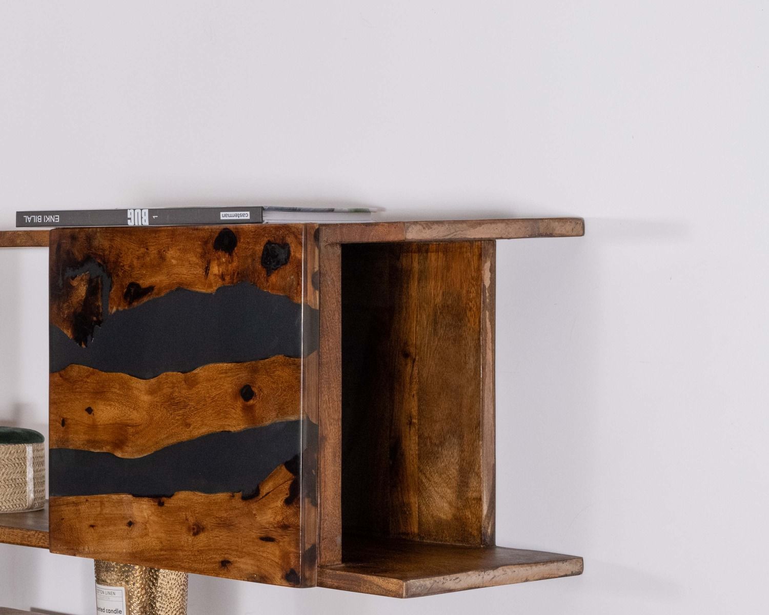 Lot De 2 étagères Murales Bohème En Bois Massif - Design Ovale à Double Niveau, Style Naturel, Pour Salon Ou Chambre