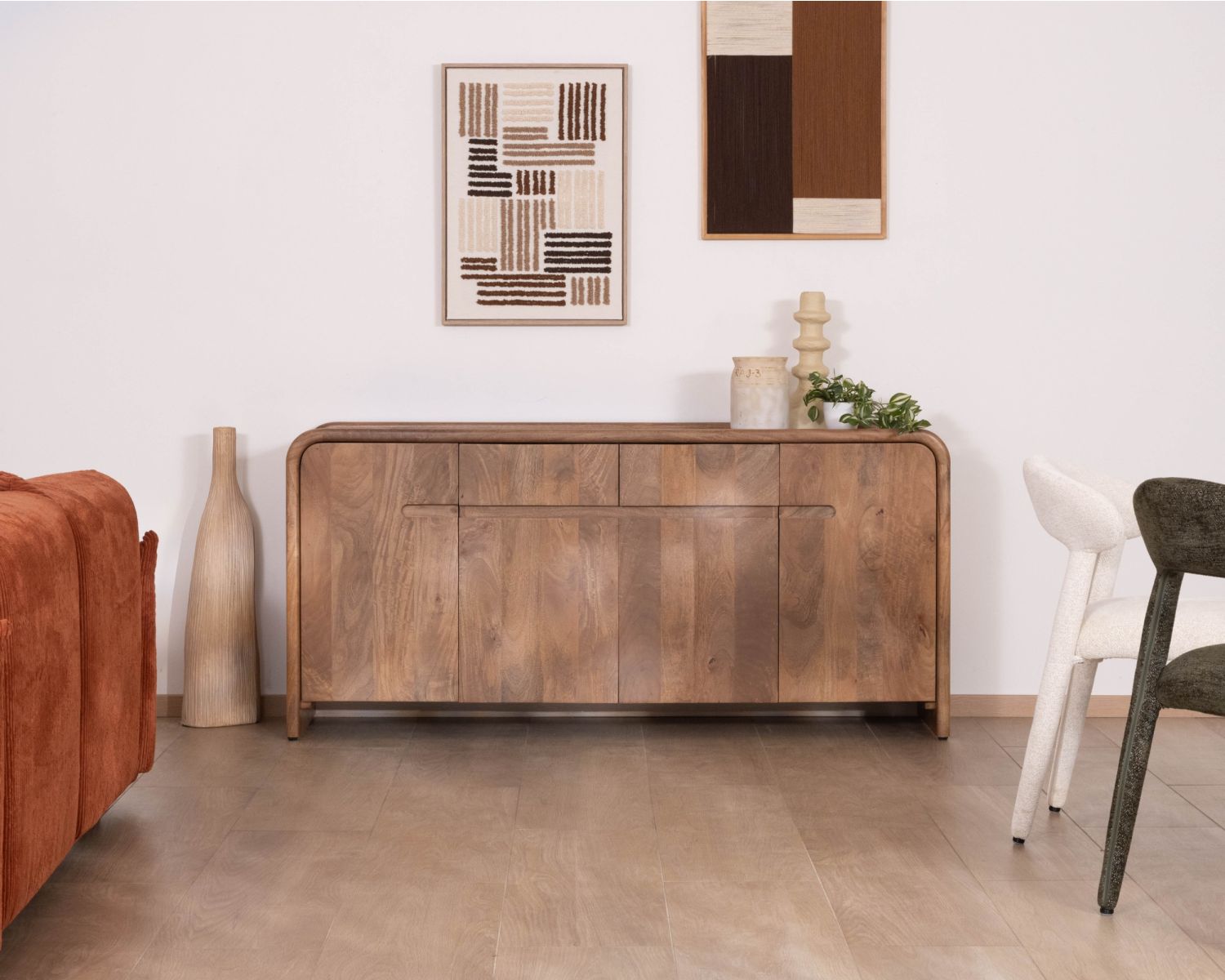 Buffet néo-vintage en manguier massif 170 cm "Spelano" 4 portes et 2 tiroirs