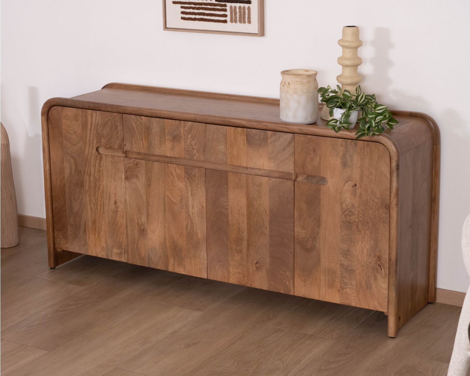 Buffet néo-vintage en manguier massif 170 cm "Spelano" 4 portes et 2 tiroirs