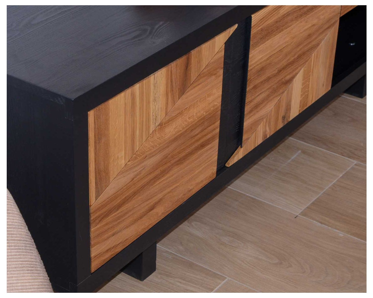 Meuble TV moderne Casita "Flix" bois massif bicolore 160 cm