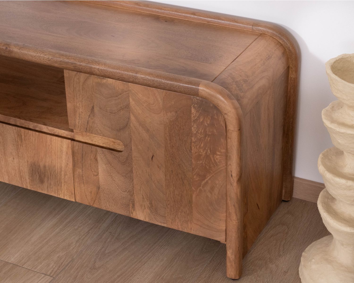 Meuble TV style néo-vintage en manguier massif "Spelano" 170 cm