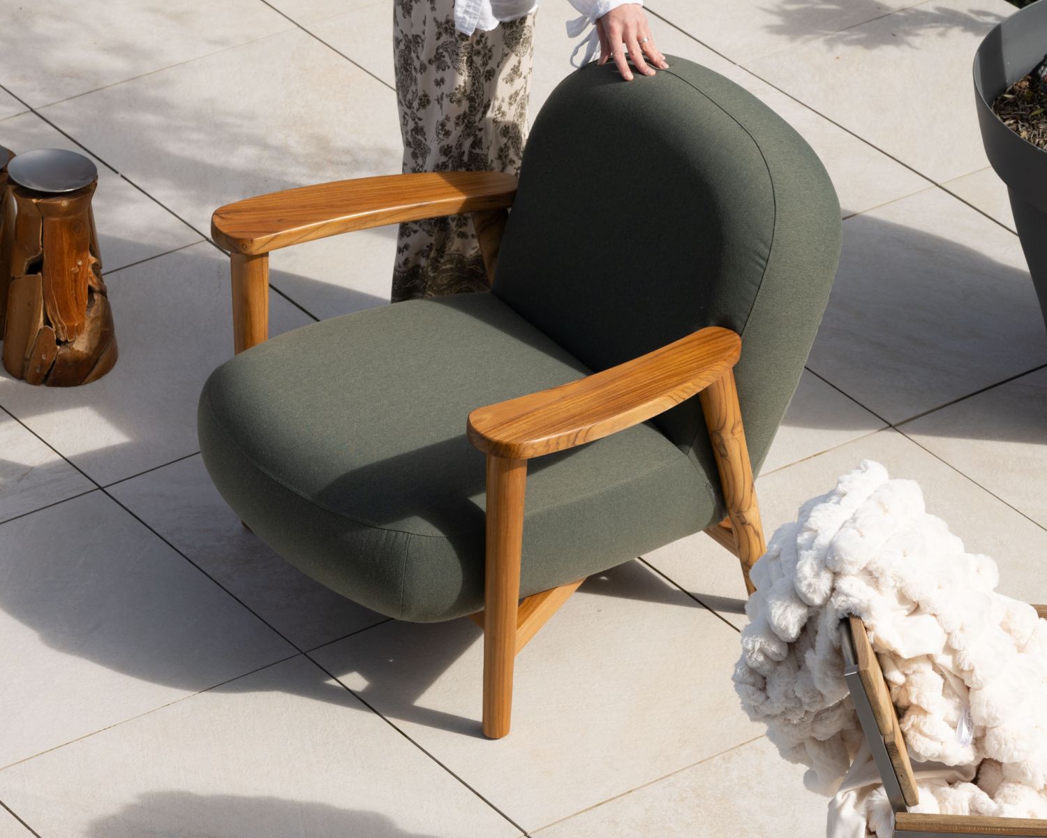 Ensemble de jardin 3 pièces "Aristochair" tissu d'extérieur vert kaki