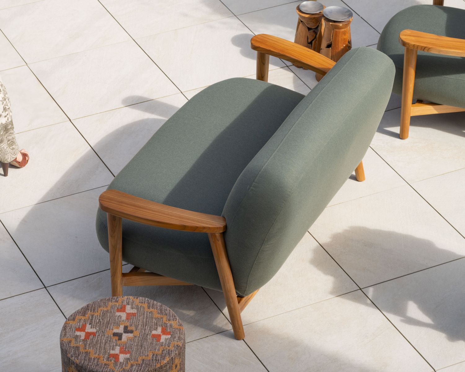 Ensemble de jardin 3 pièces "Aristochair" tissu d'extérieur vert kaki