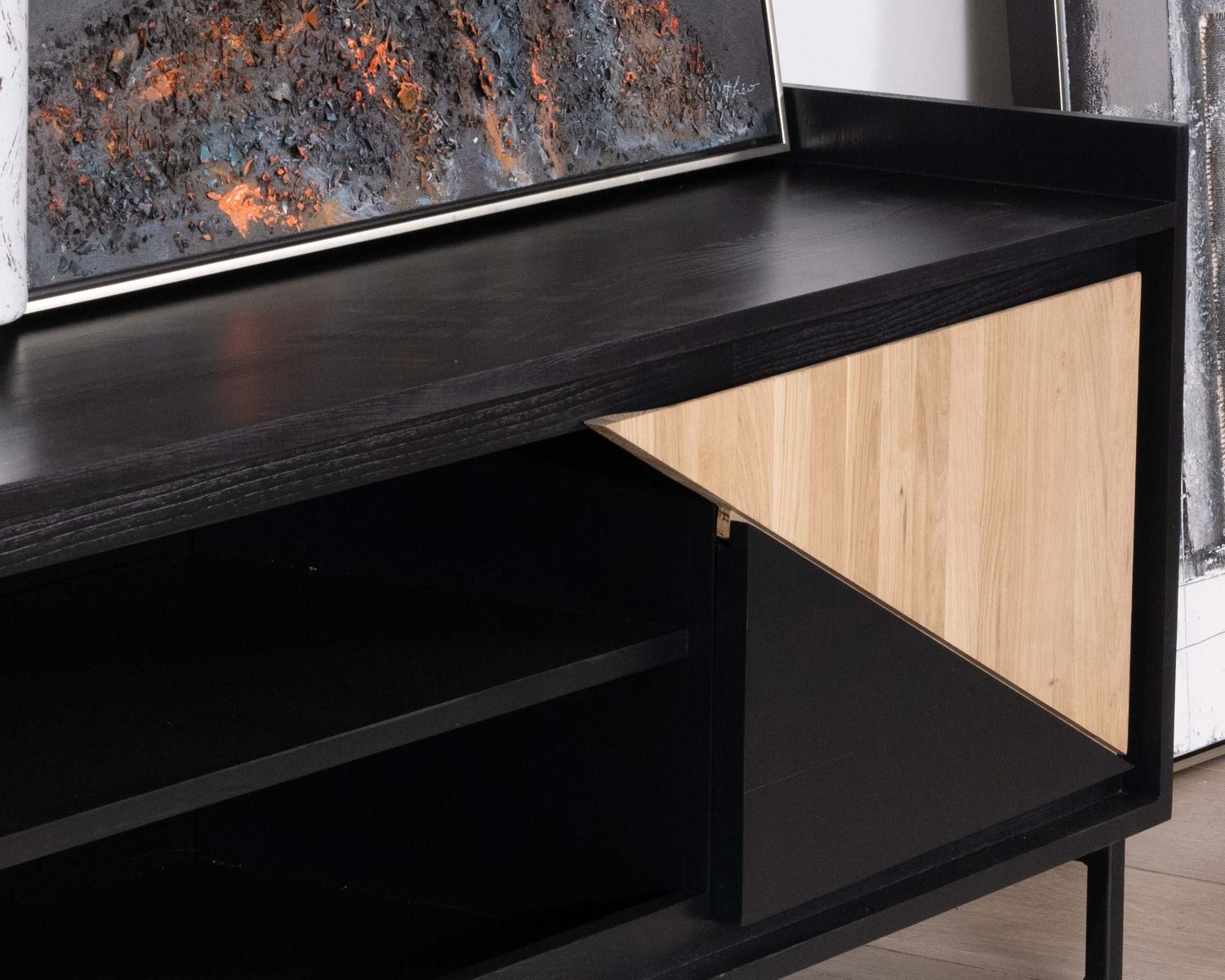 Meuble télé 2 portes 180 cm en bois massif "Trace"