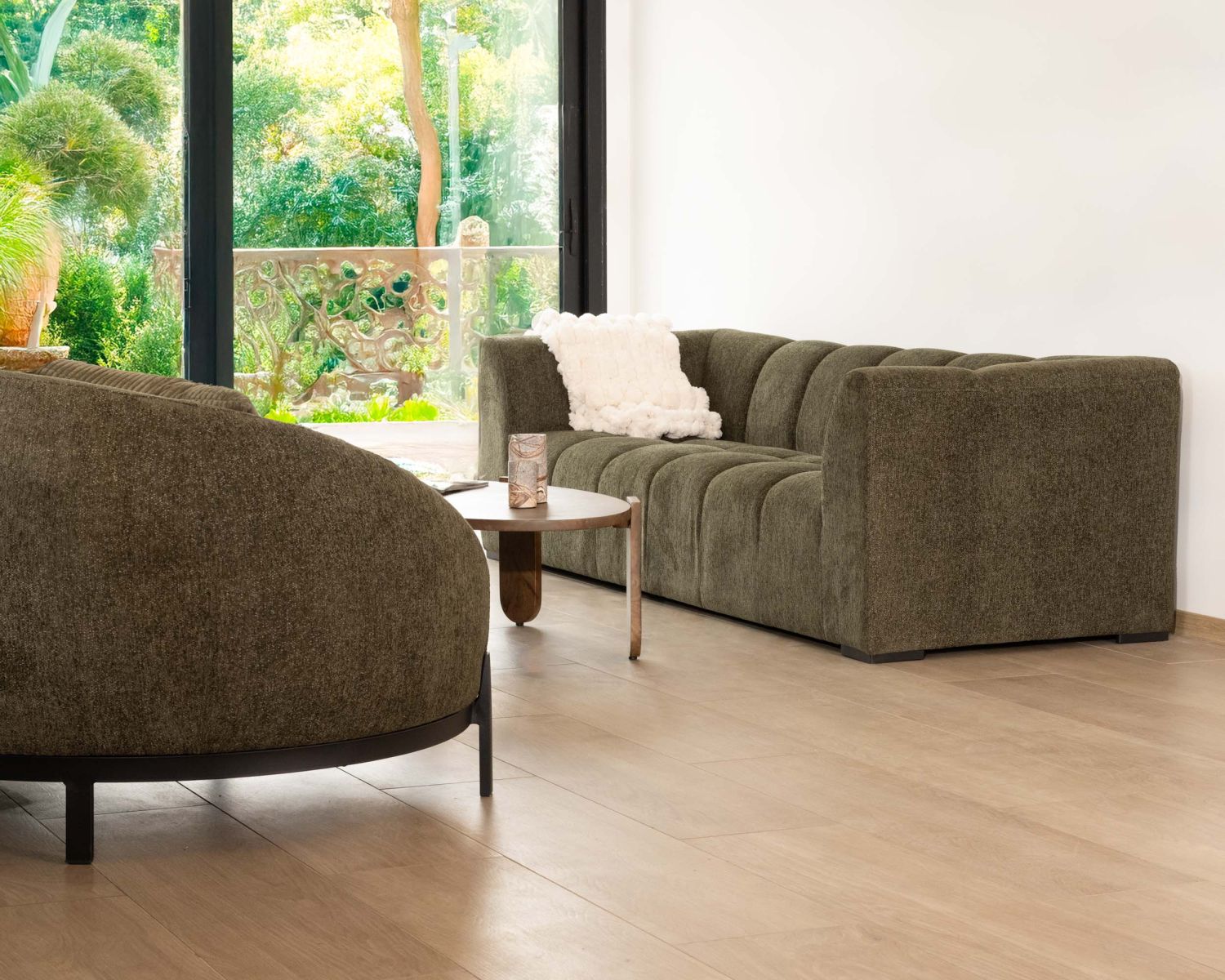 Canapé 3 places tissu bouclette vert "Enjoy Home"