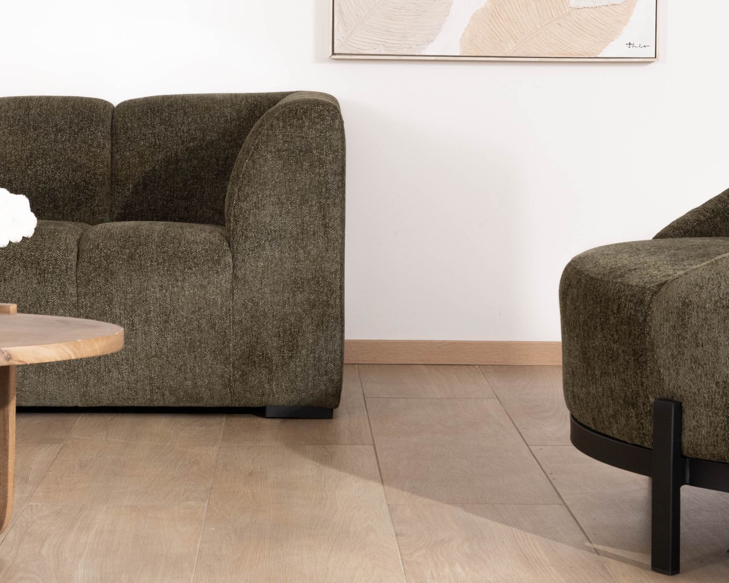Canapé 3 places tissu bouclette vert "Enjoy Home"