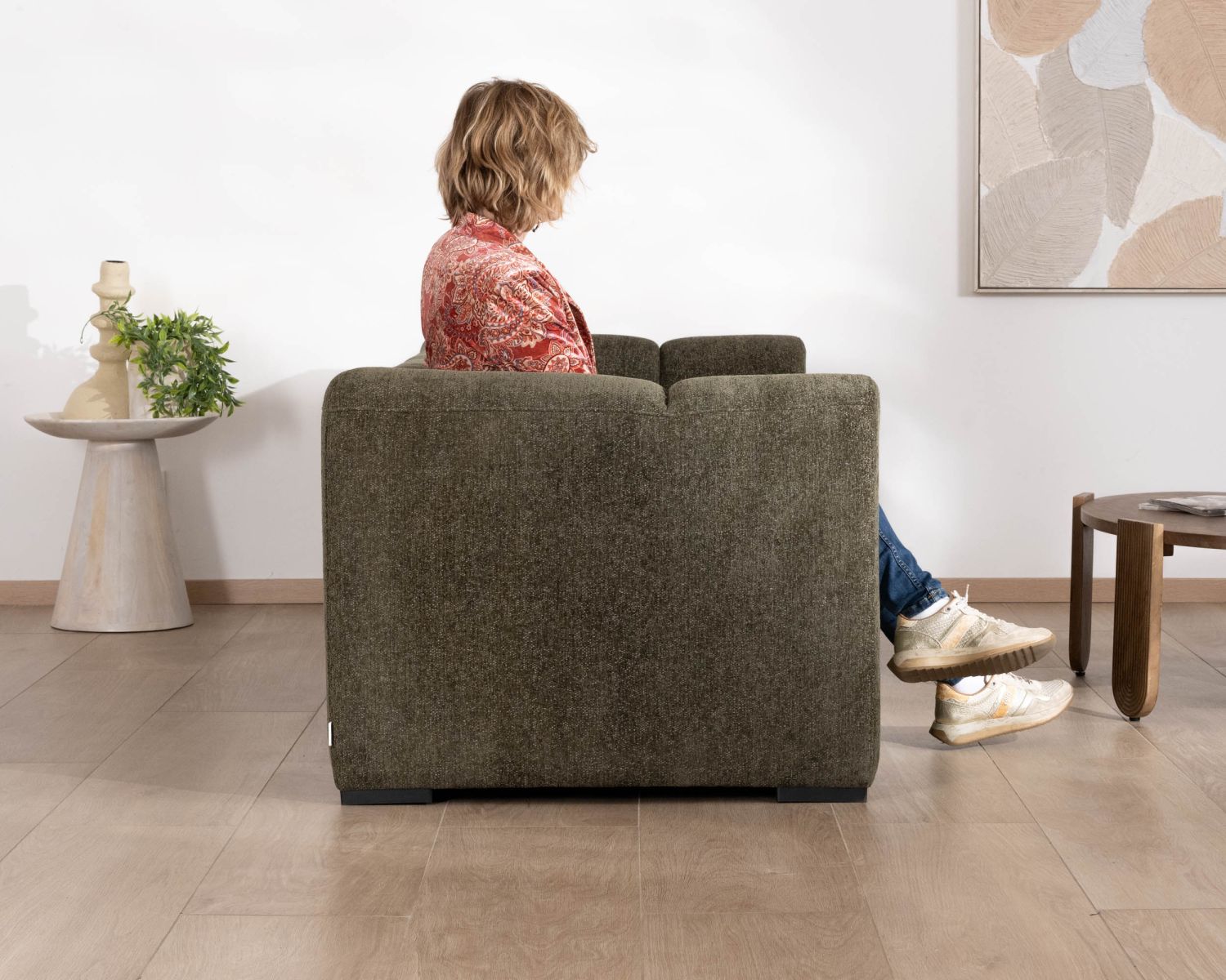 Canapé 3 places tissu bouclette vert "Enjoy Home"
