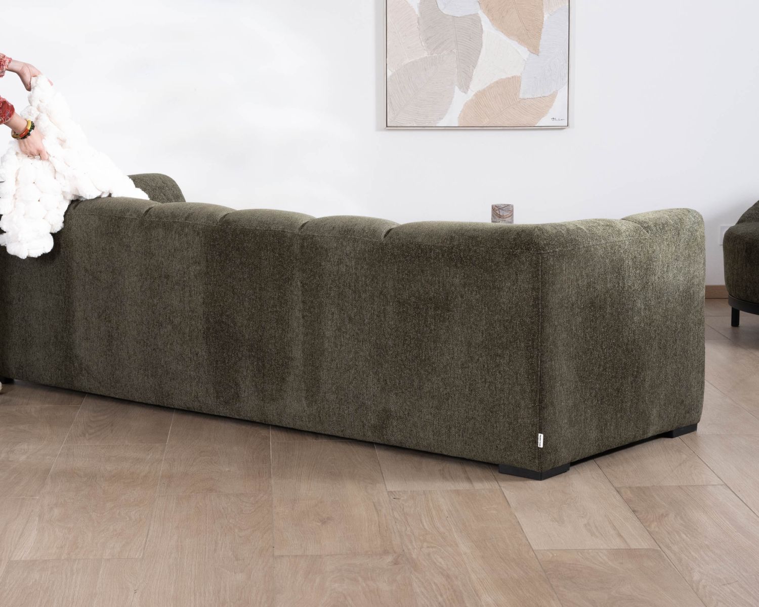 Canapé 3 places tissu bouclette vert "Enjoy Home"