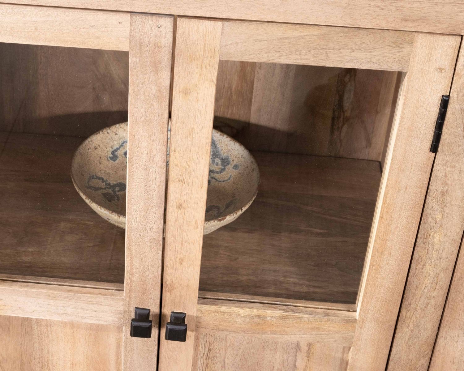 Enfilade vitrée 6 portes en manguier massif 190cm "Maestro"