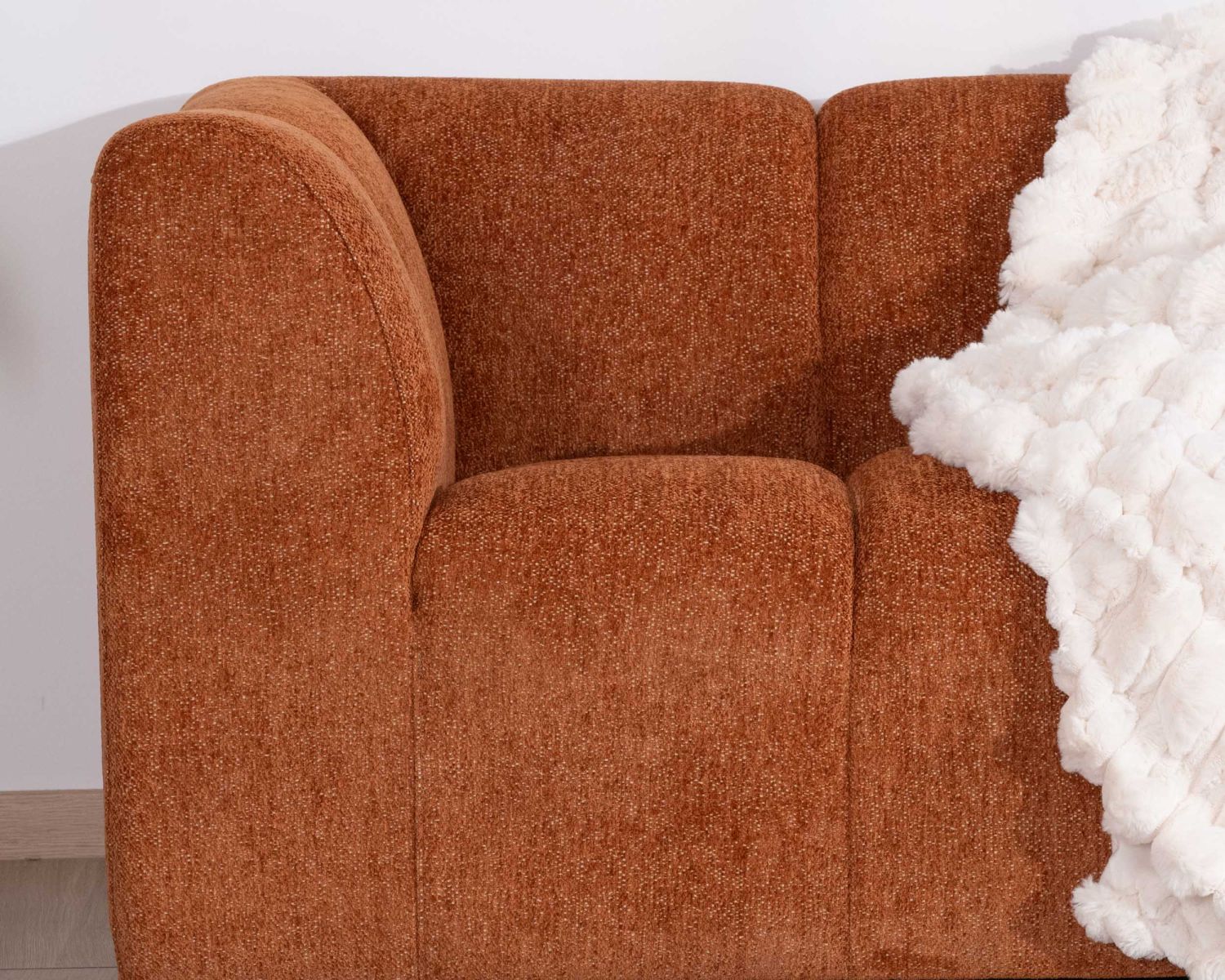 Canapé 3 places tissu bouclette rouille "Enjoy Home"