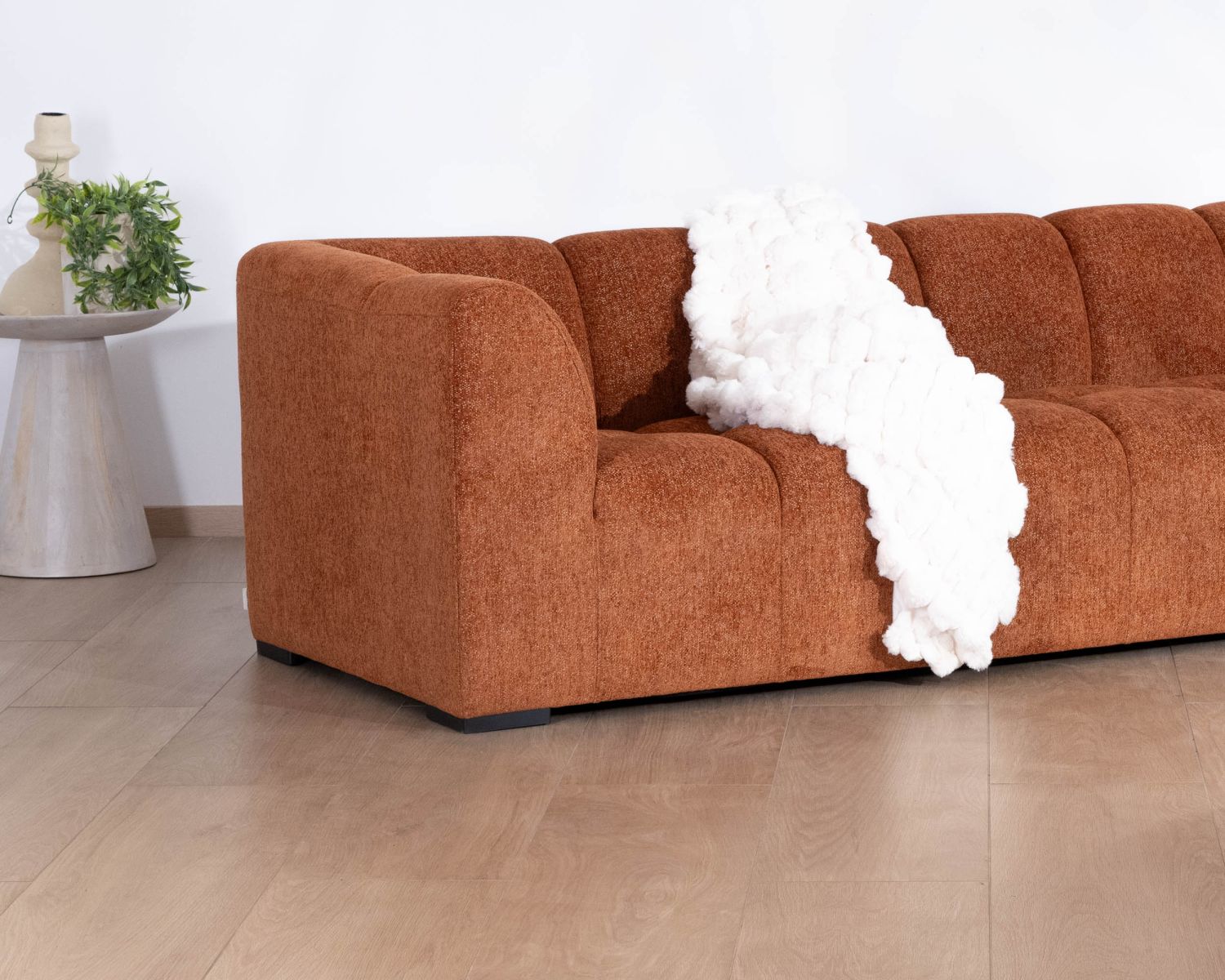 Canapé 3 places tissu bouclette rouille "Enjoy Home"