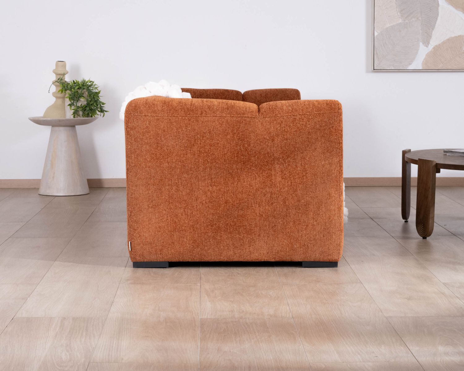 Canapé 3 places tissu bouclette rouille "Enjoy Home"