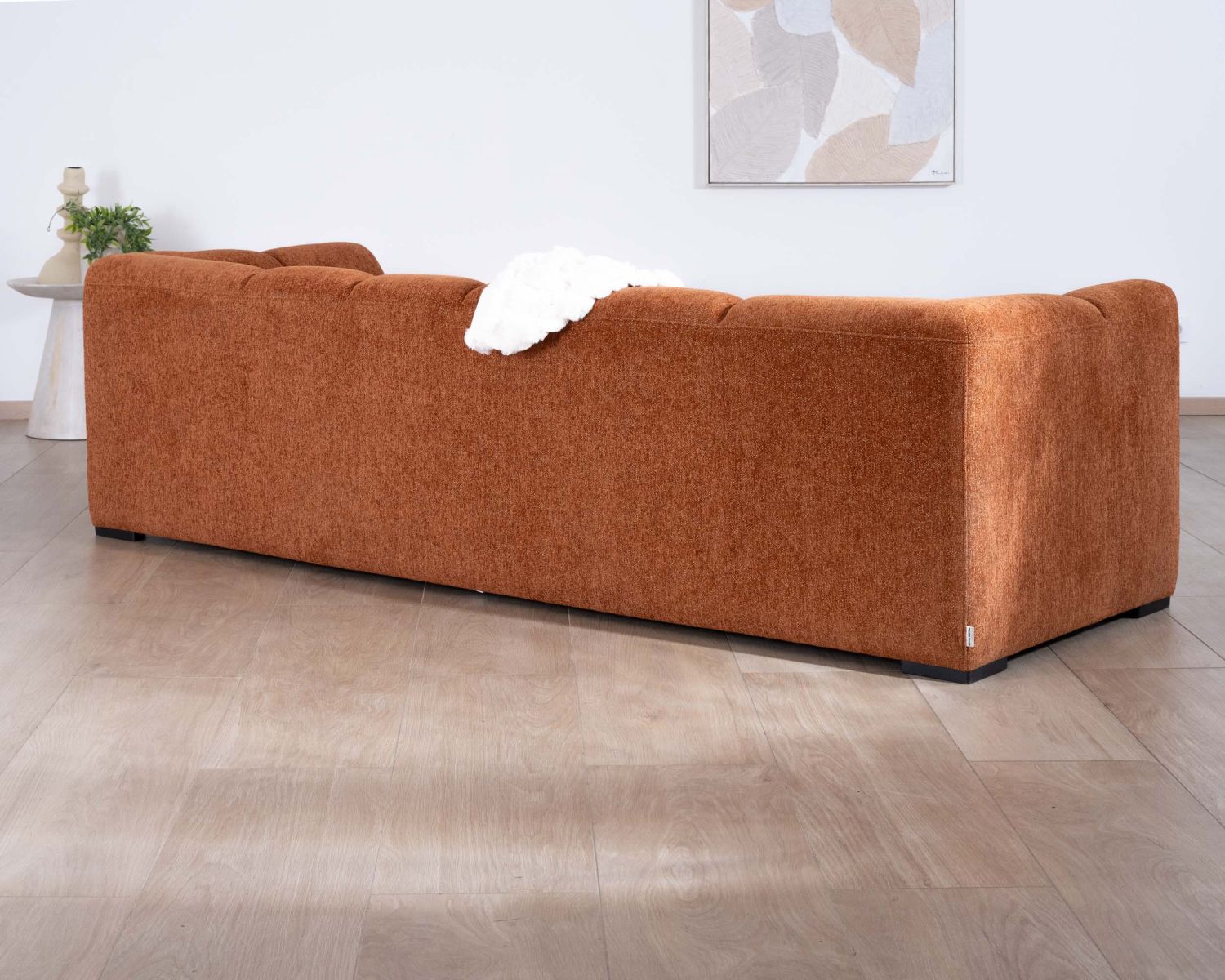 Canapé 3 places tissu bouclette rouille "Enjoy Home"