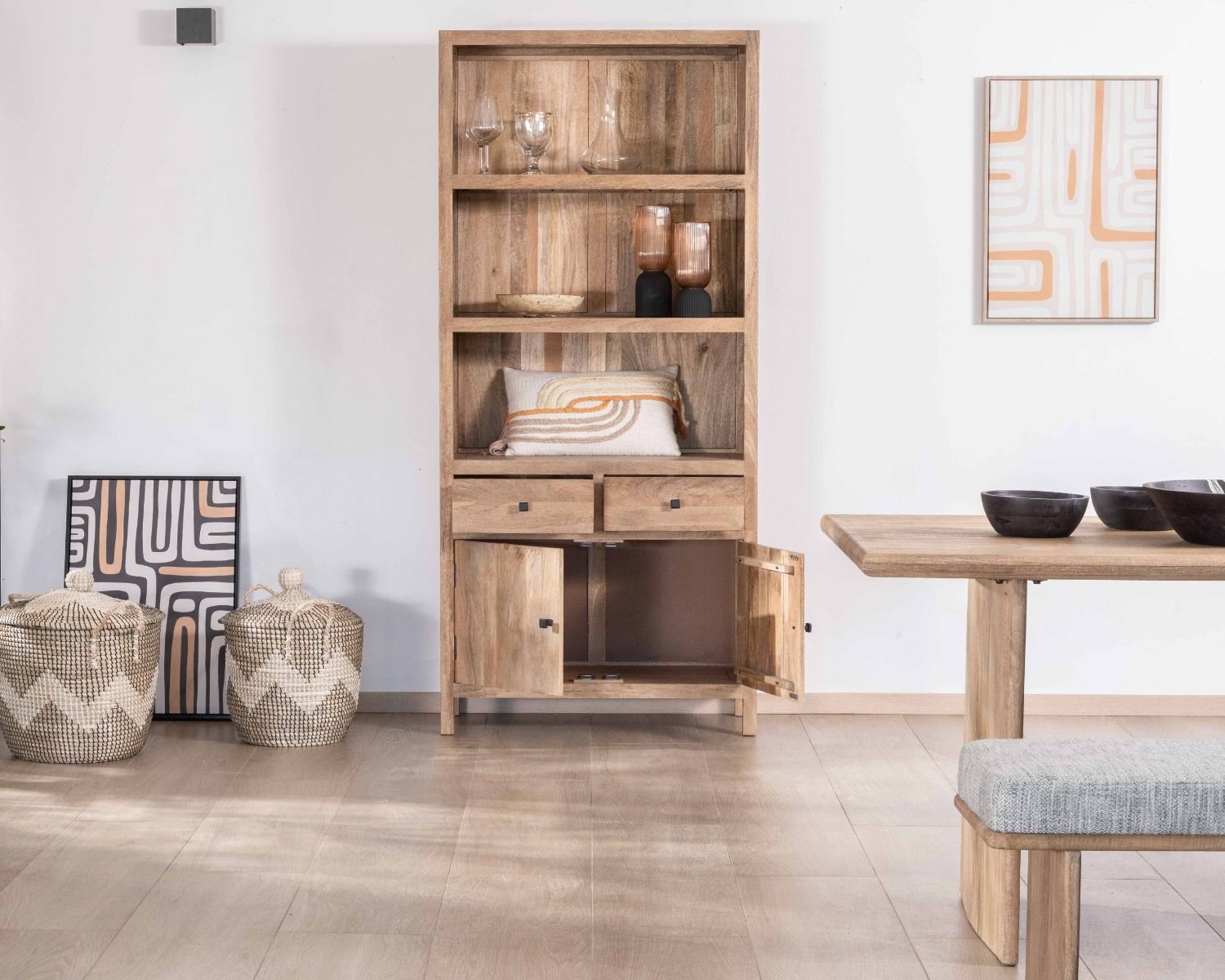 Buffet haut en manguier massif finition sablée largeur 87cm "Maestro"