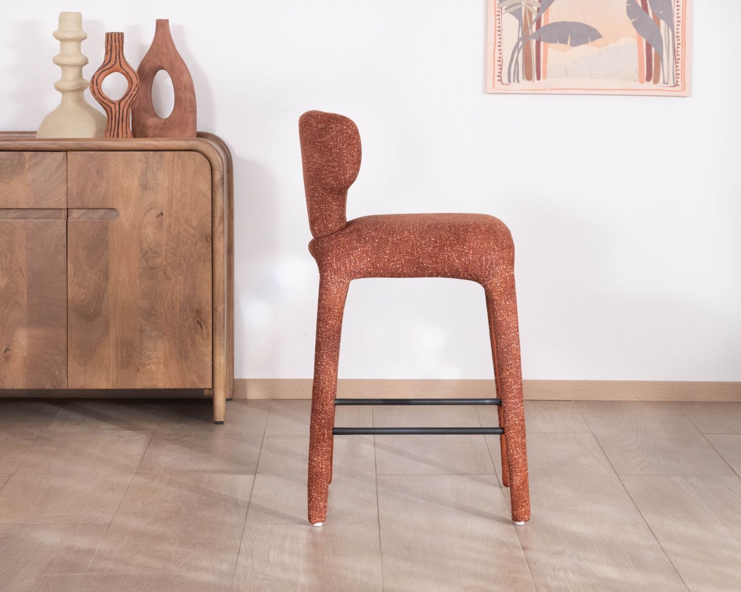 Lot de 2 chaises mi-hauteur en tissu chiné terracotta "Milano" revêtement intégral