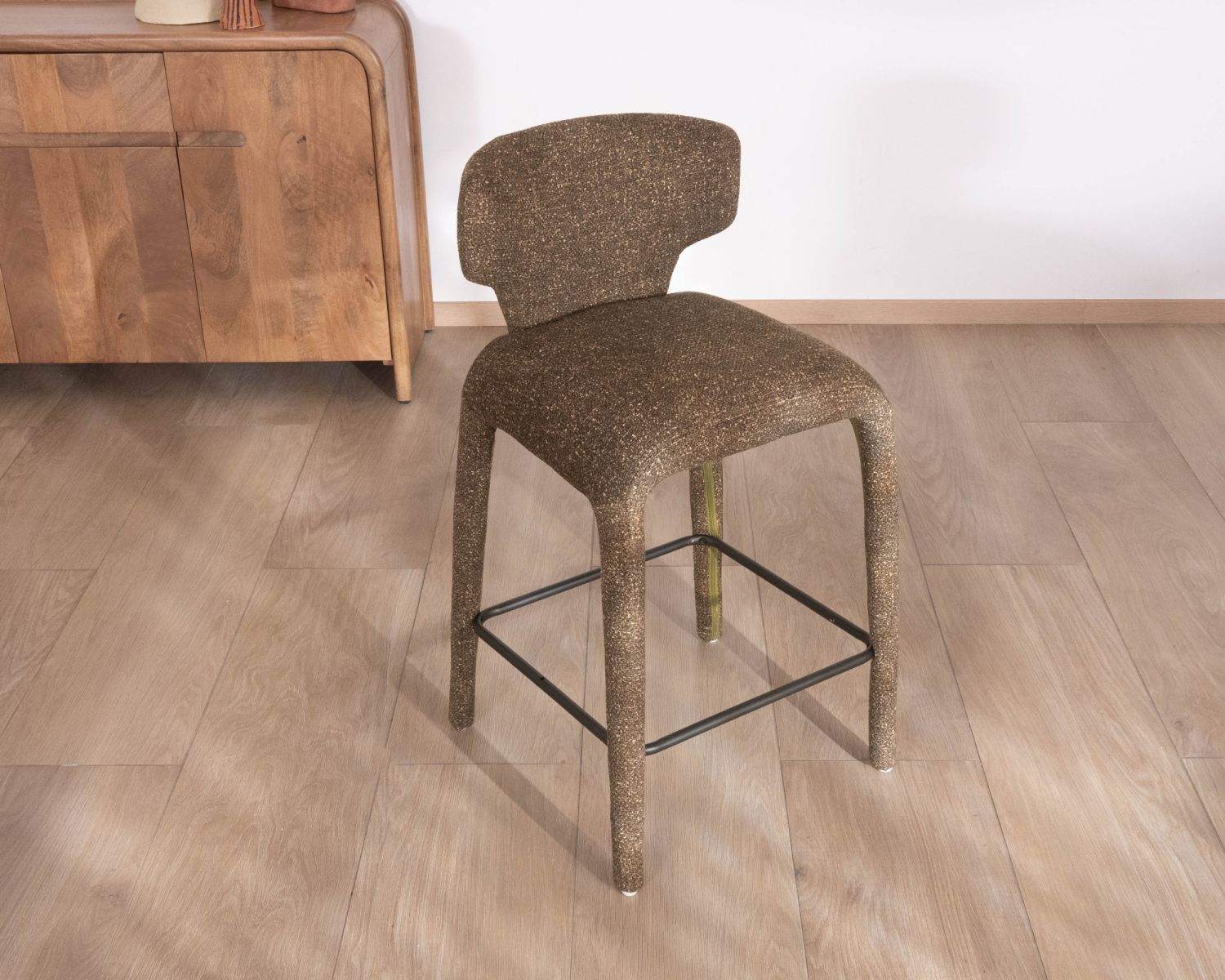 Lot de 2 chaises d’îlot contemporaines en tissu chiné vert kaki "Milano" revêtement intégral