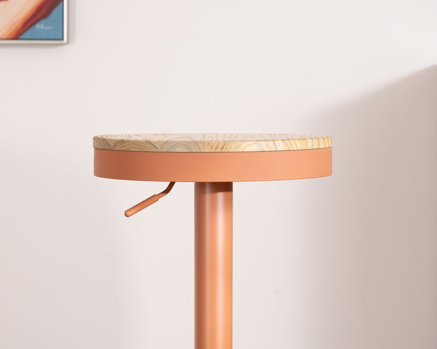 Lot de 2 tabourets de bar réglables en hauteur "Juo" bois et métal terracotta