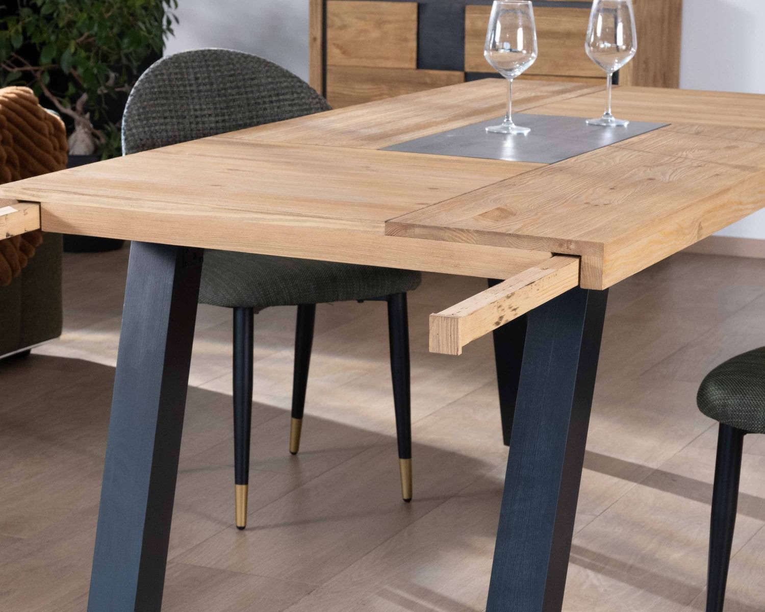 Allonge pour table à manger "Cubo" pin massif brossé 50 cm