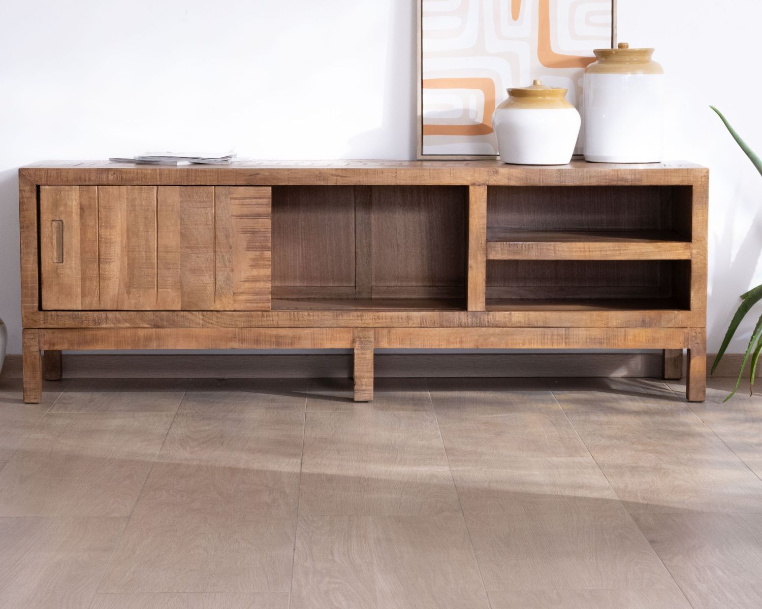 Meuble TV en manguier massif style ethnique chic "Aruna" 