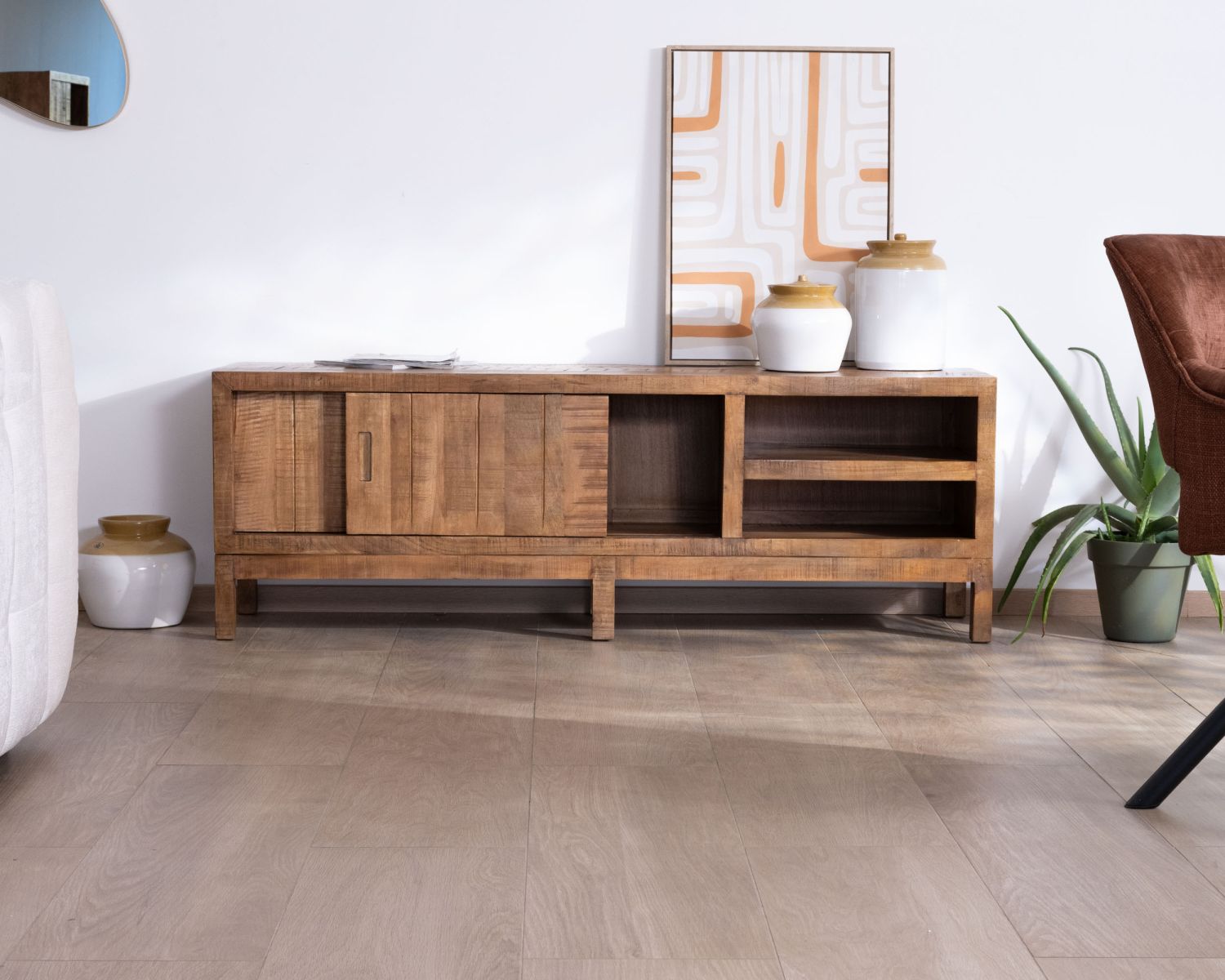 Meuble TV en manguier massif style ethnique chic "Aruna" 