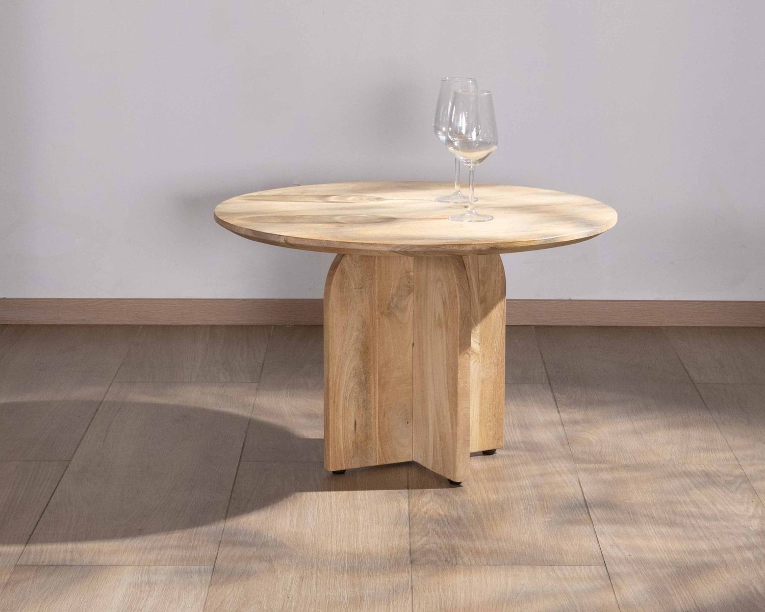 Duo de tables basses en manguier naturel et marron finition sablée "Pise"