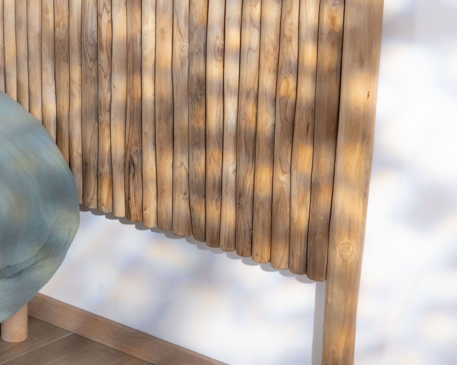 Originale tête de lit 160 cm en branches de teck naturelles "Sumatra"