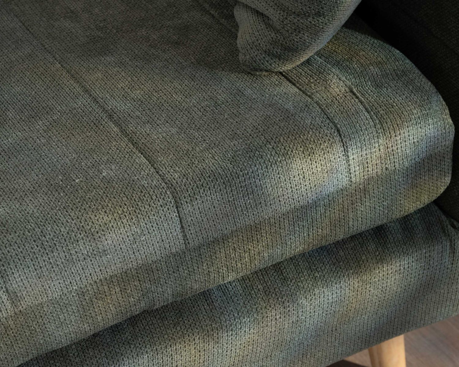 Fauteuil esprit vintage en tissu vert kaki "Folda" modulable 2 en 1