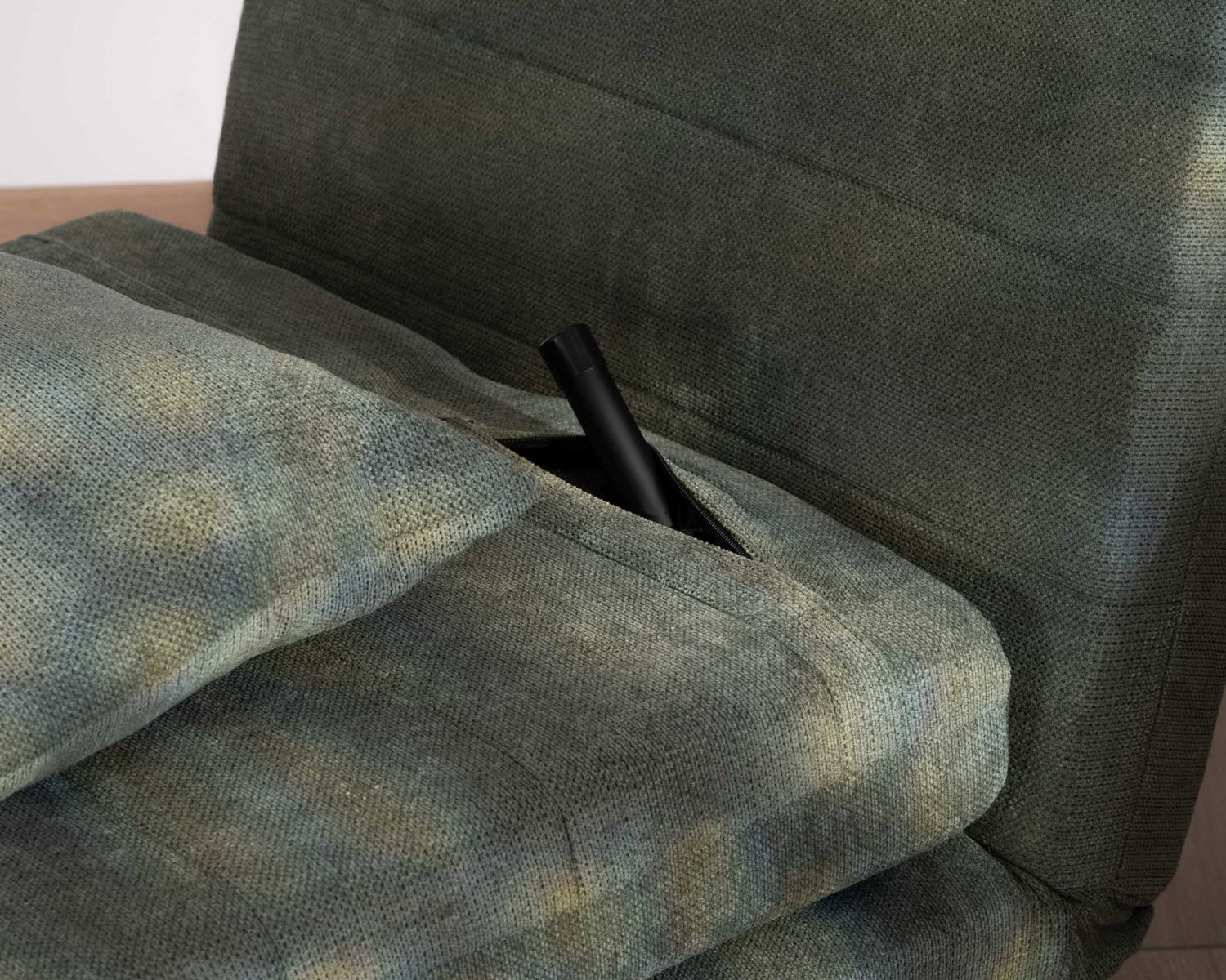 Fauteuil esprit vintage en tissu vert kaki "Folda" modulable 2 en 1