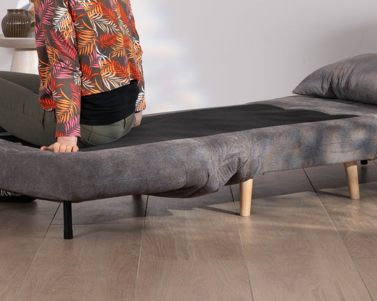 Fauteuil modulable en couchage d'appoint "Folda" en tissu gris