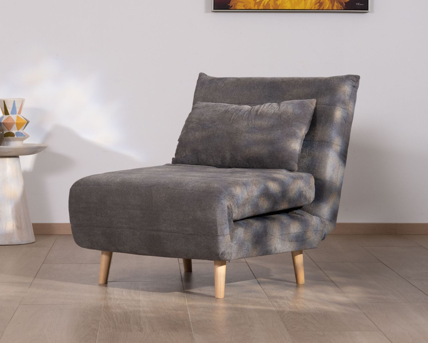 Fauteuil modulable en couchage d'appoint "Folda" en tissu gris