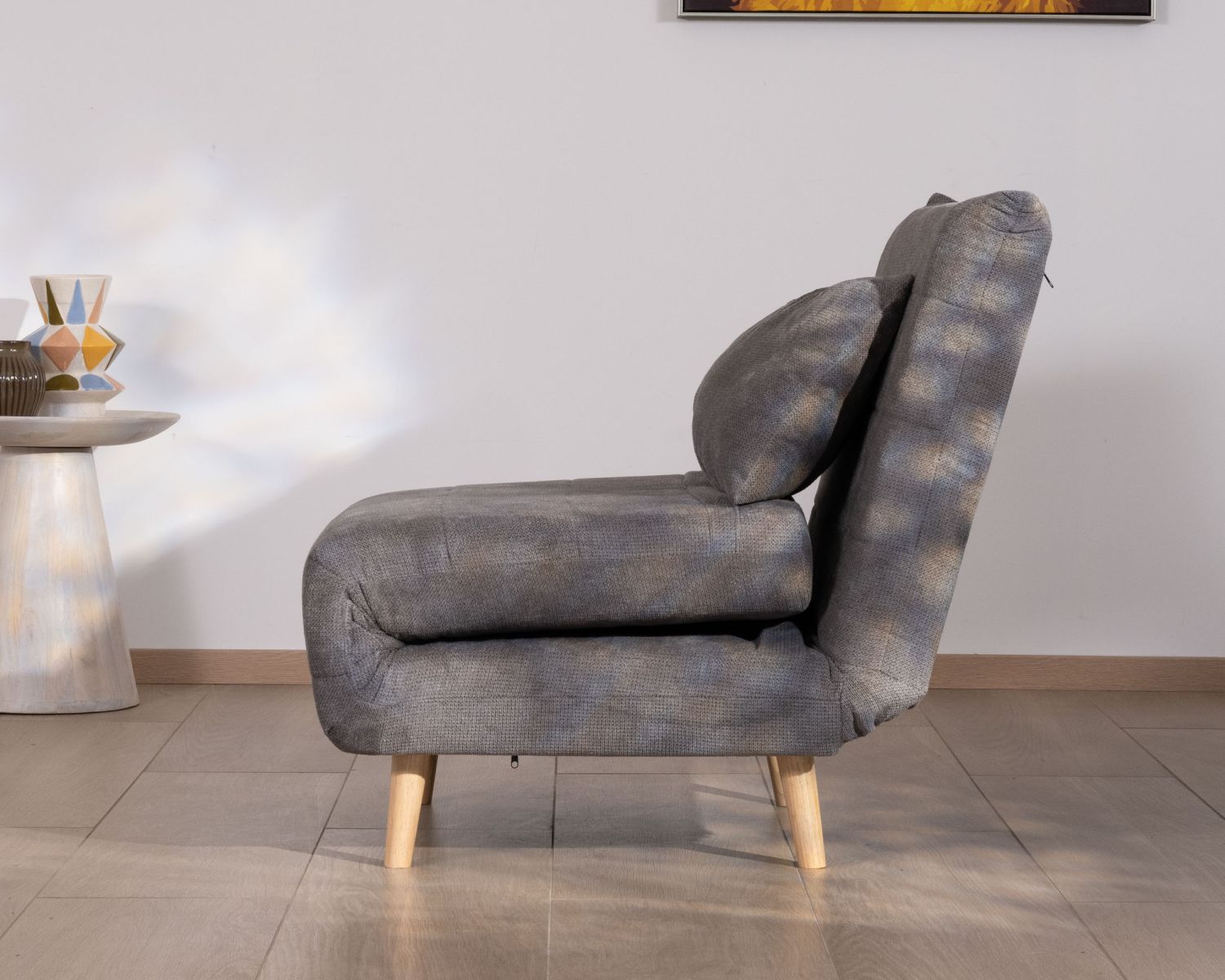 Fauteuil modulable en couchage d'appoint "Folda" en tissu gris