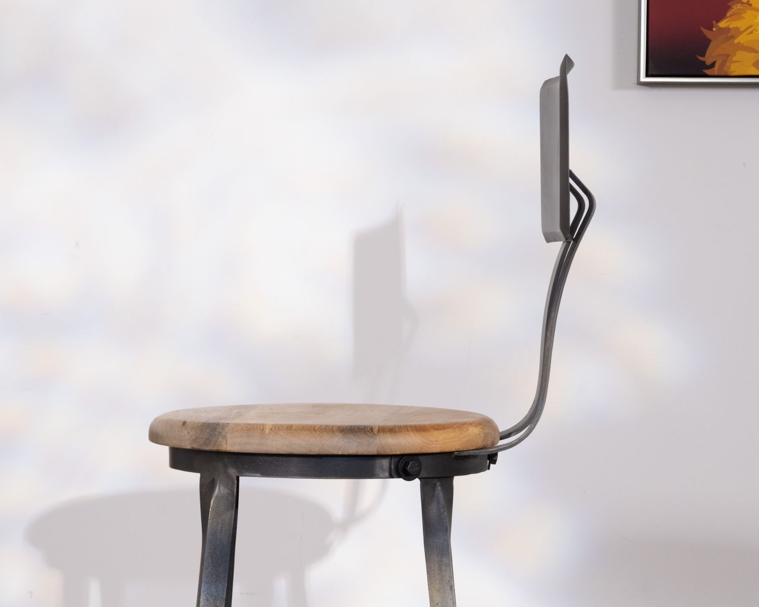 Chaise de bar métal gris antique et bois "Atelier grey" hauteur 110 cm