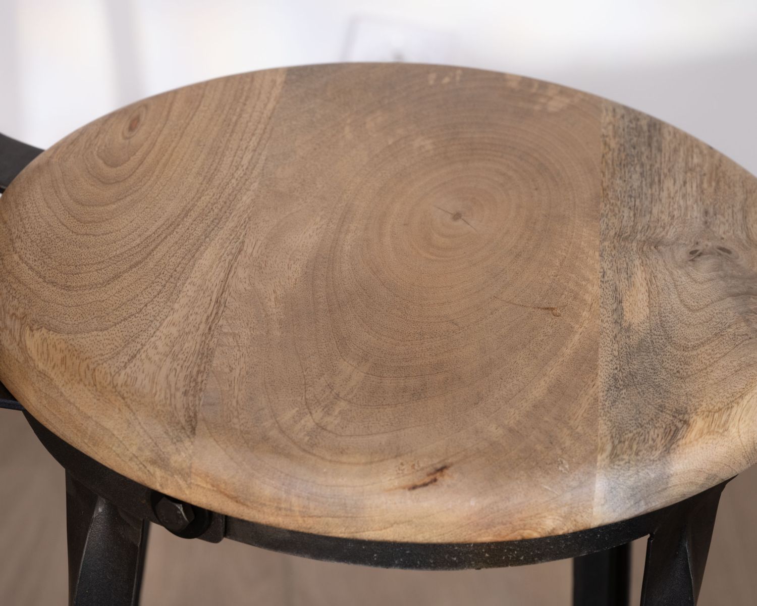 Chaise de bar métal gris antique et bois "Atelier grey" hauteur 110 cm