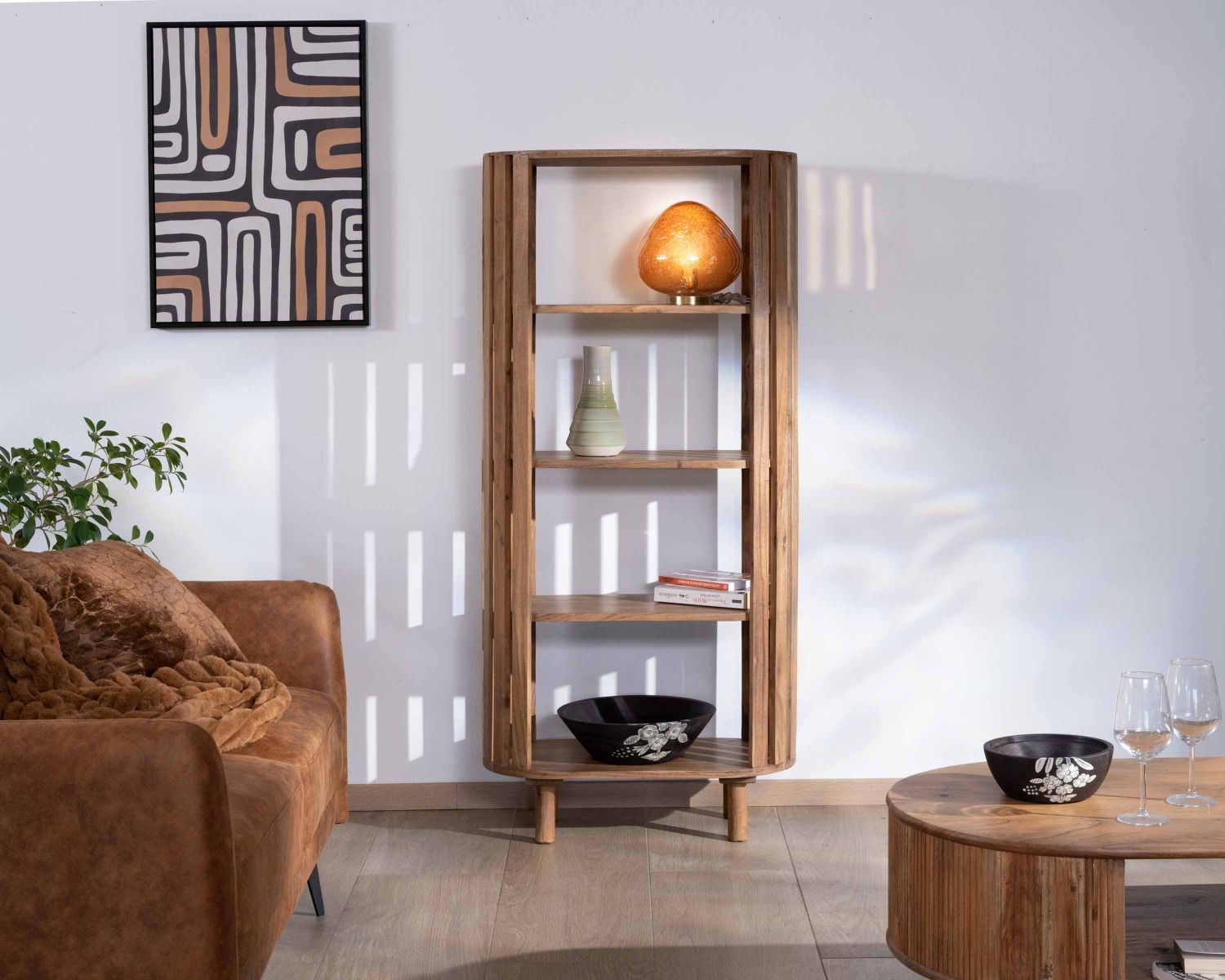 Bibliothèque design minimaliste 4 niveaux acacia massif "Latura"