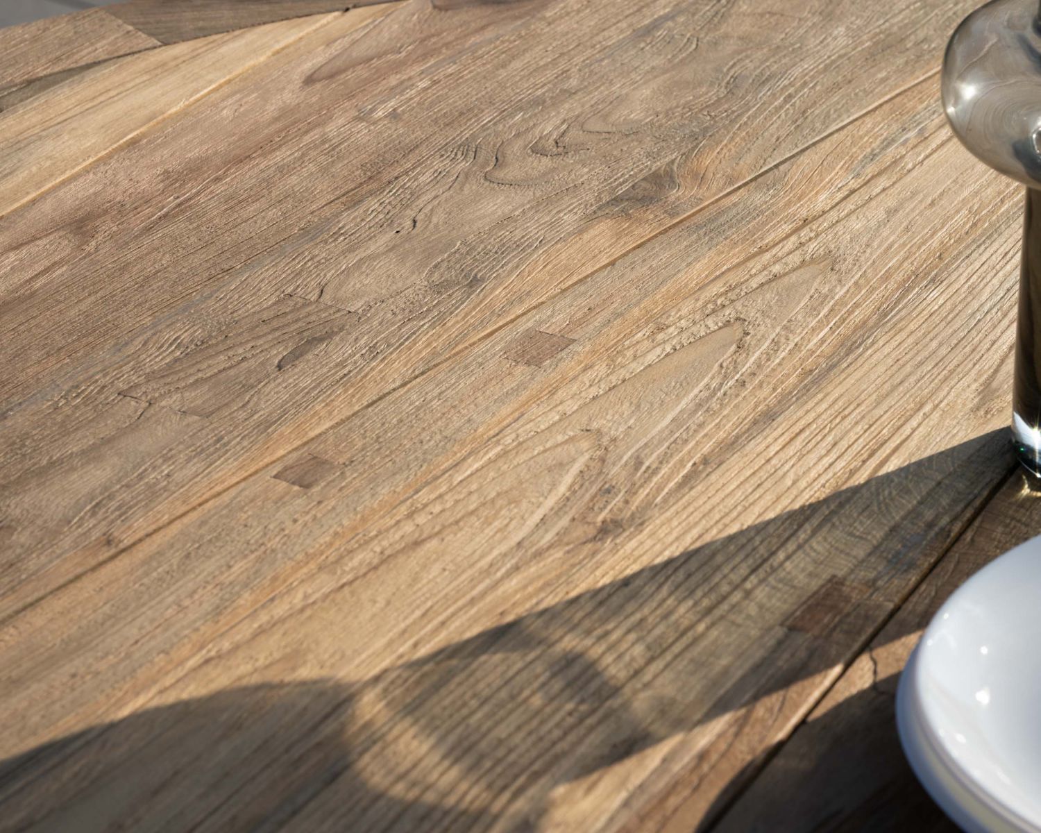 Table de repas ronde pour extérieur en teck et aluminium "Ozone" 130 cm