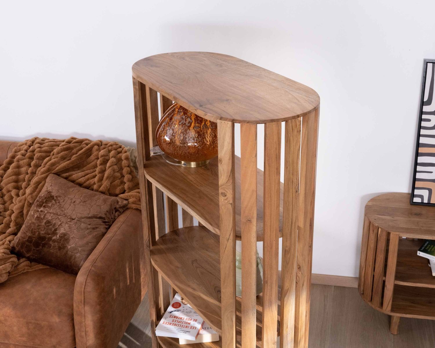 Bibliothèque design minimaliste 4 niveaux acacia massif "Latura"