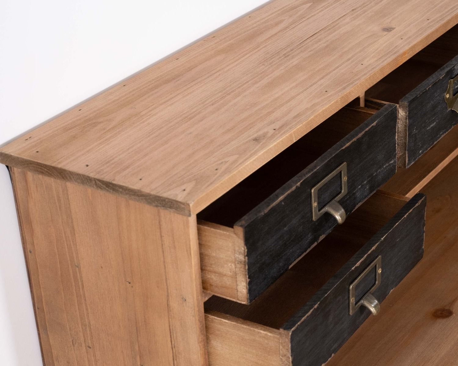 Etagère murale en sapin massif avec petits tiroirs métal "Mélimélo Indus"