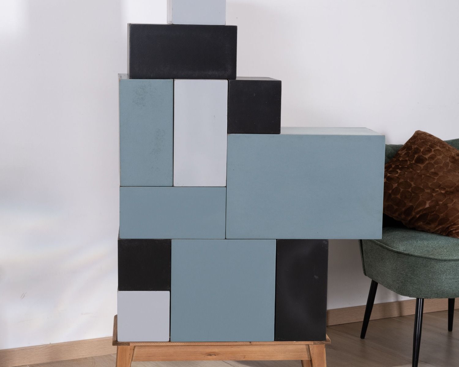 Commode déco modulaire en sapin et façades variées "Mélimélo Indus"