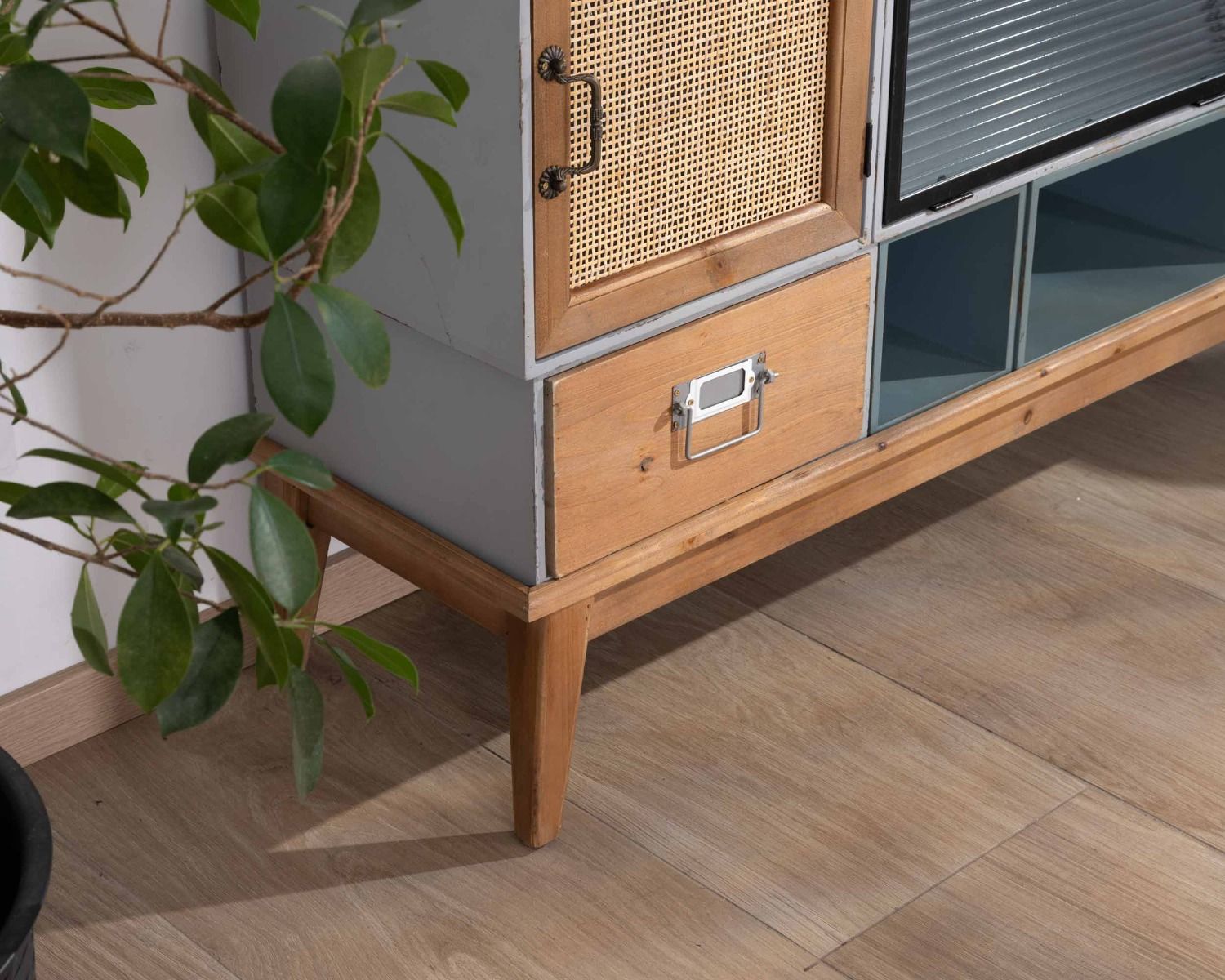 Commode déco modulaire en sapin et façades variées "Mélimélo Indus"