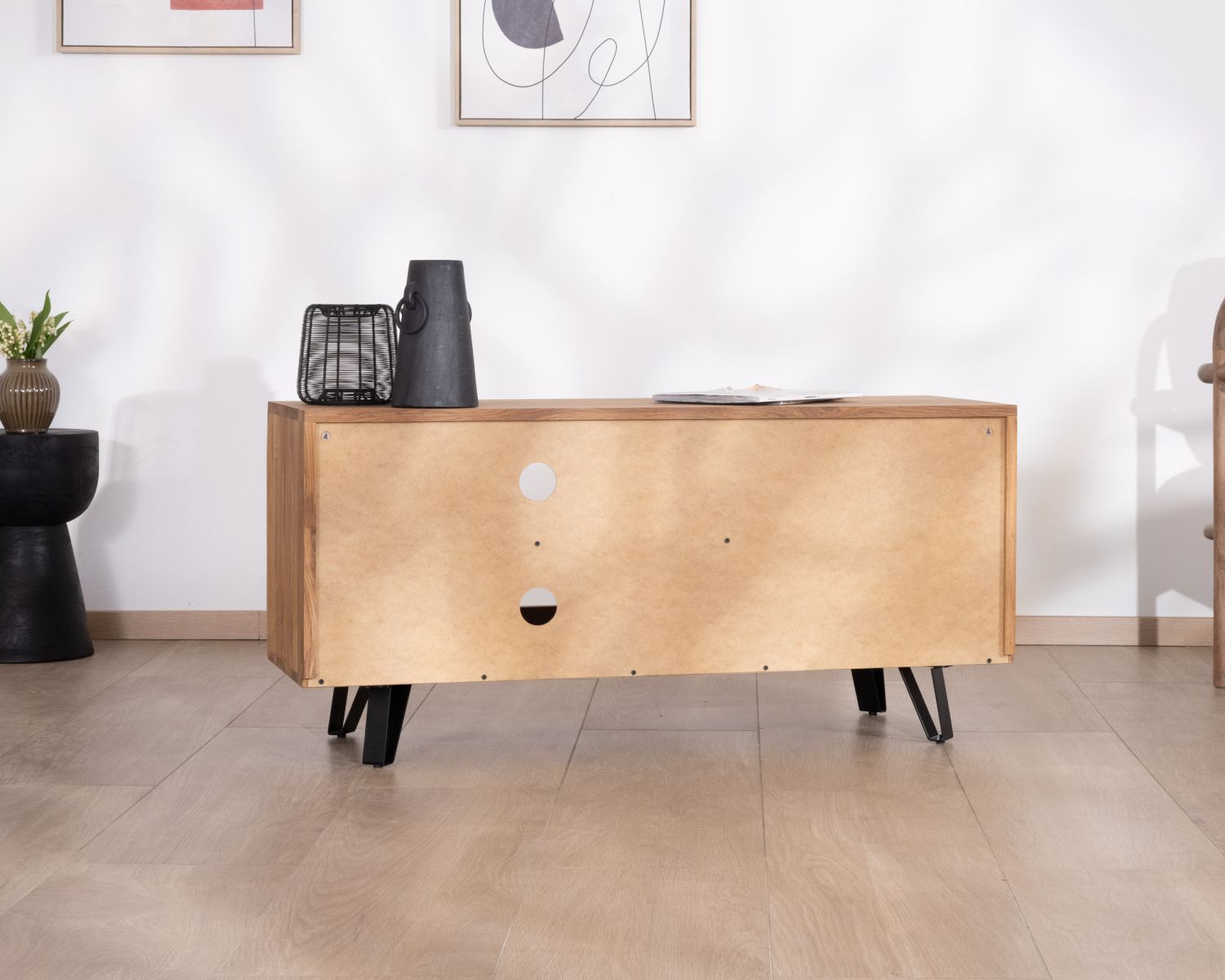 Meuble télé en chêne huilé 117 cm "Wave" esprit contemporain zen