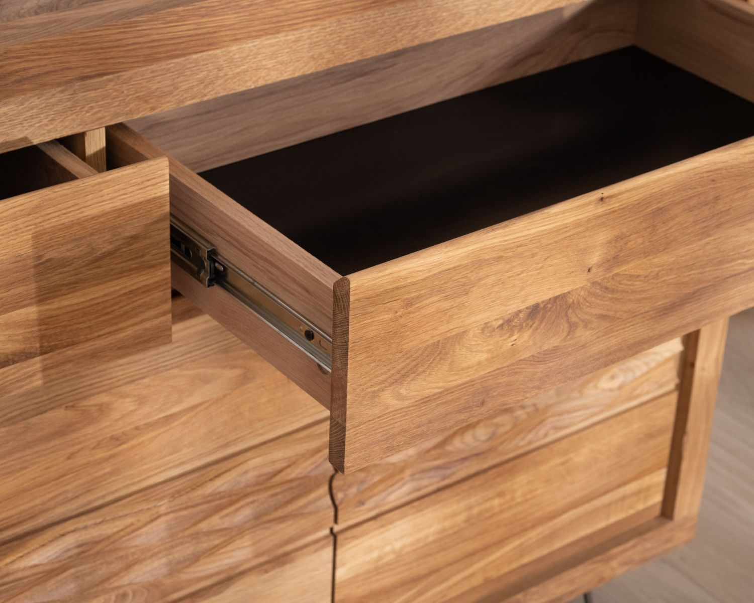 Buffet 3 portes en chêne huilé esprit zen "Wave" 145 cm