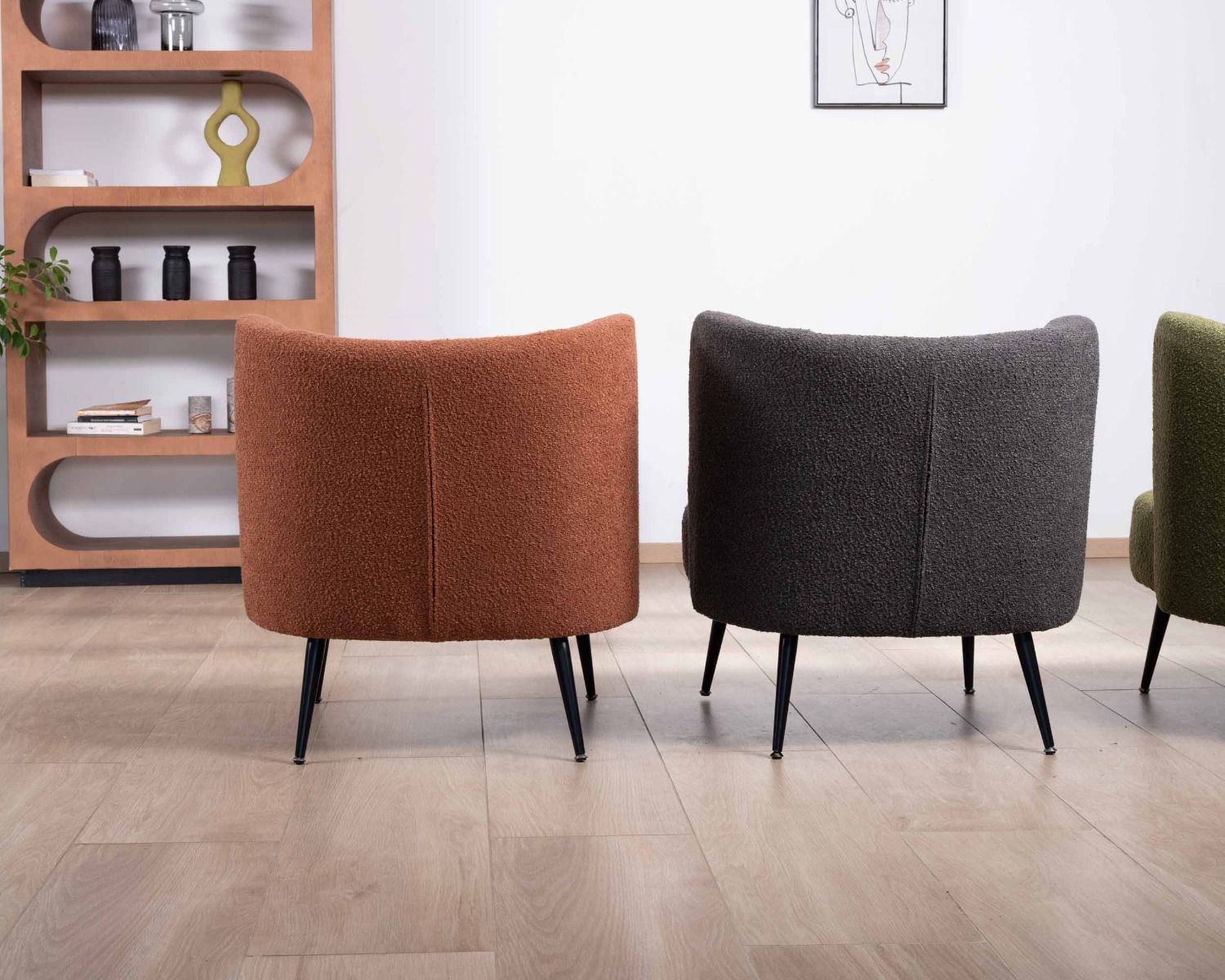 Fauteuil crapaud en tissu gris anthracite et pieds métal "Ripple"