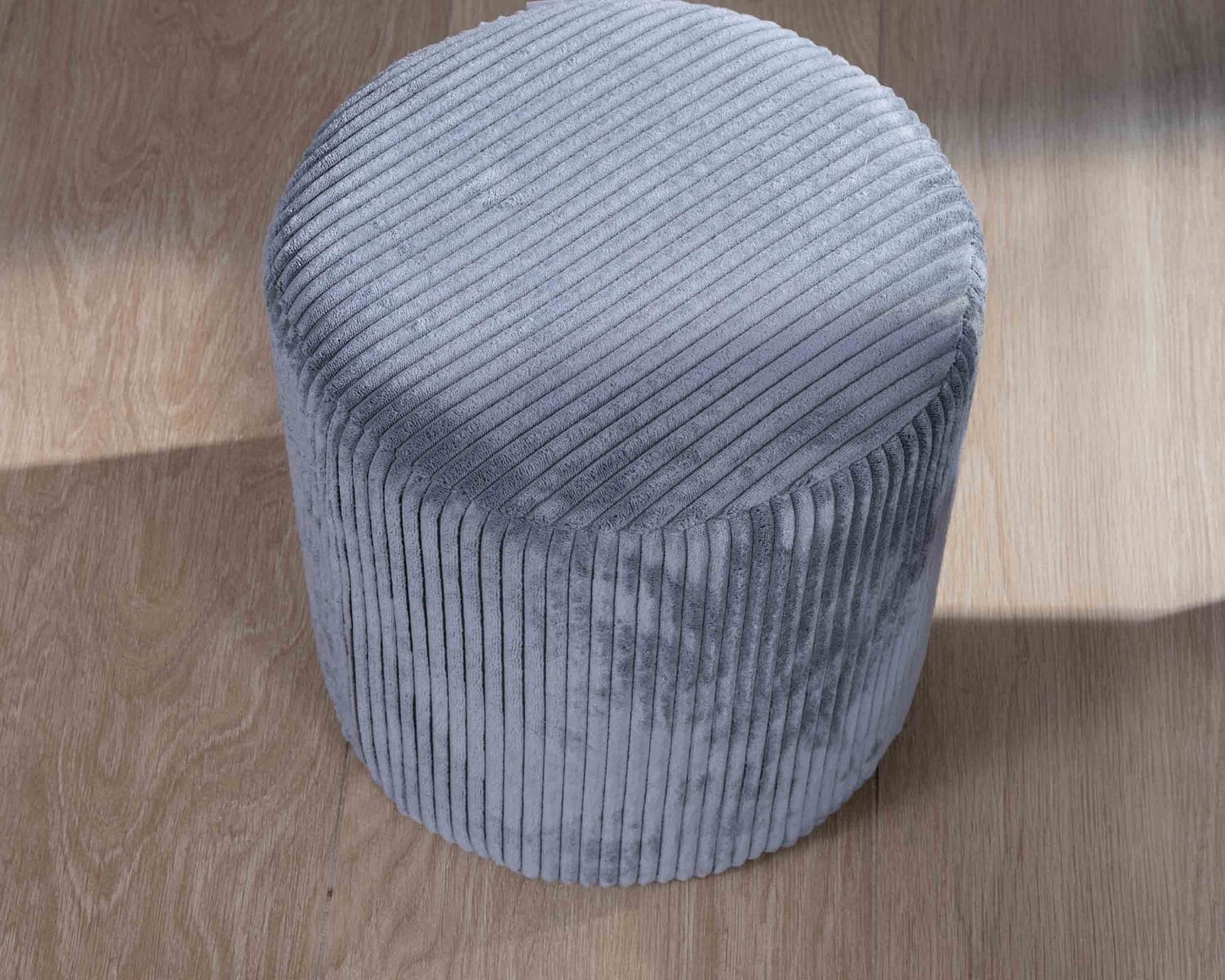 Lot de 2 poufs ronds en velours côtelé gris "Snaw" diamètre 35 cm